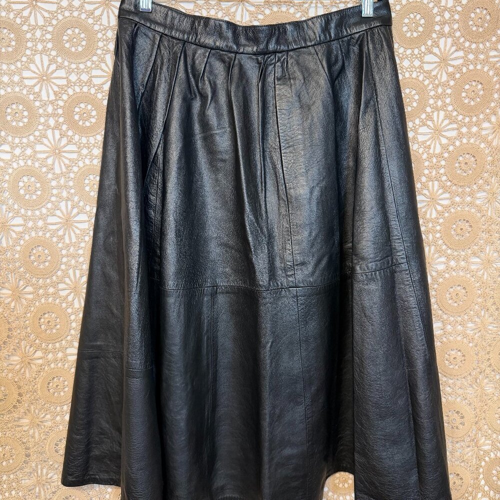 Black Leather A-line Skirt